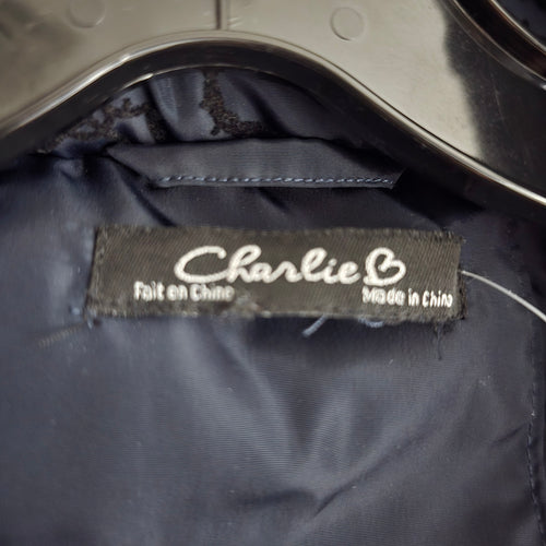 Charlie B Navy Blue Paisley Puffer Coat Size L