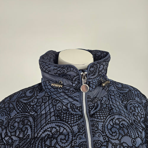 Charlie B Navy Blue Paisley Puffer Coat Size L