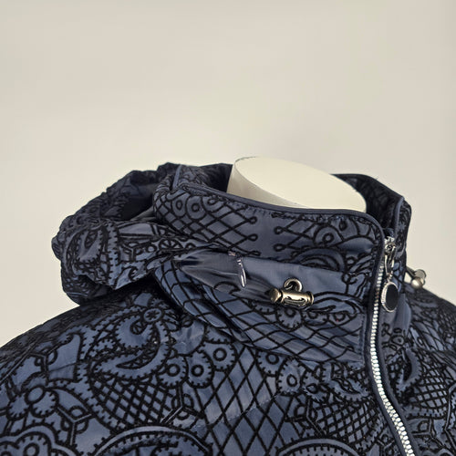 Charlie B Navy Blue Paisley Puffer Coat Size L