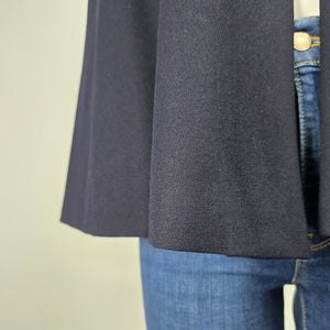 Vintage Handmade Navy Blue Cape Coat Poncho Collared Jacket - One Size