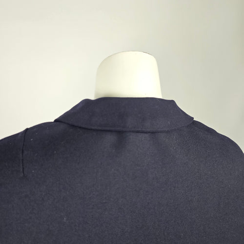 Vintage Handmade Navy Blue Cape Coat Poncho Collared Jacket - One Size