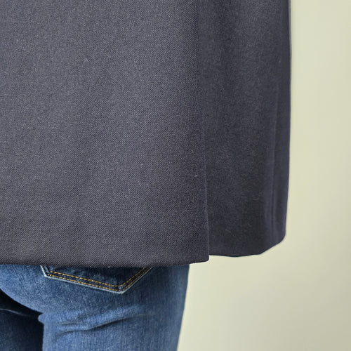 Vintage Handmade Navy Blue Cape Coat Poncho Collared Jacket - One Size