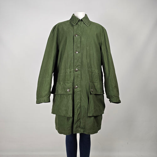 Vintage Olive Green Military Style Shearling Lined Coat