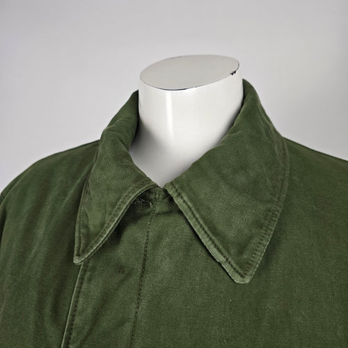 Vintage Olive Green Military Style Shearling Lined Coat