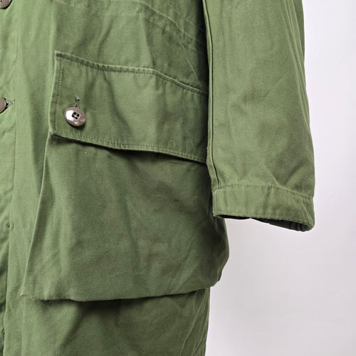 Vintage Olive Green Military Style Shearling Lined Coat