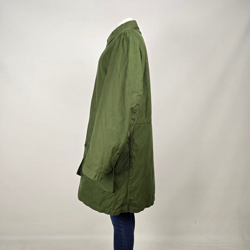 Vintage Olive Green Military Style Shearling Lined Coat
