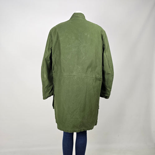 Vintage Olive Green Military Style Shearling Lined Coat