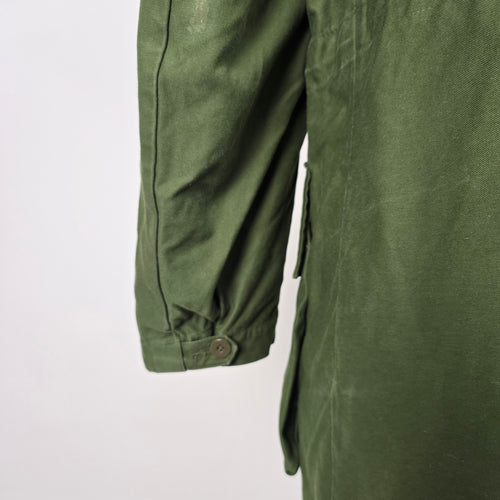Vintage Olive Green Military Style Shearling Lined Coat