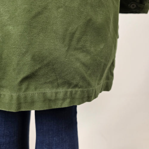 Vintage Olive Green Military Style Shearling Lined Coat