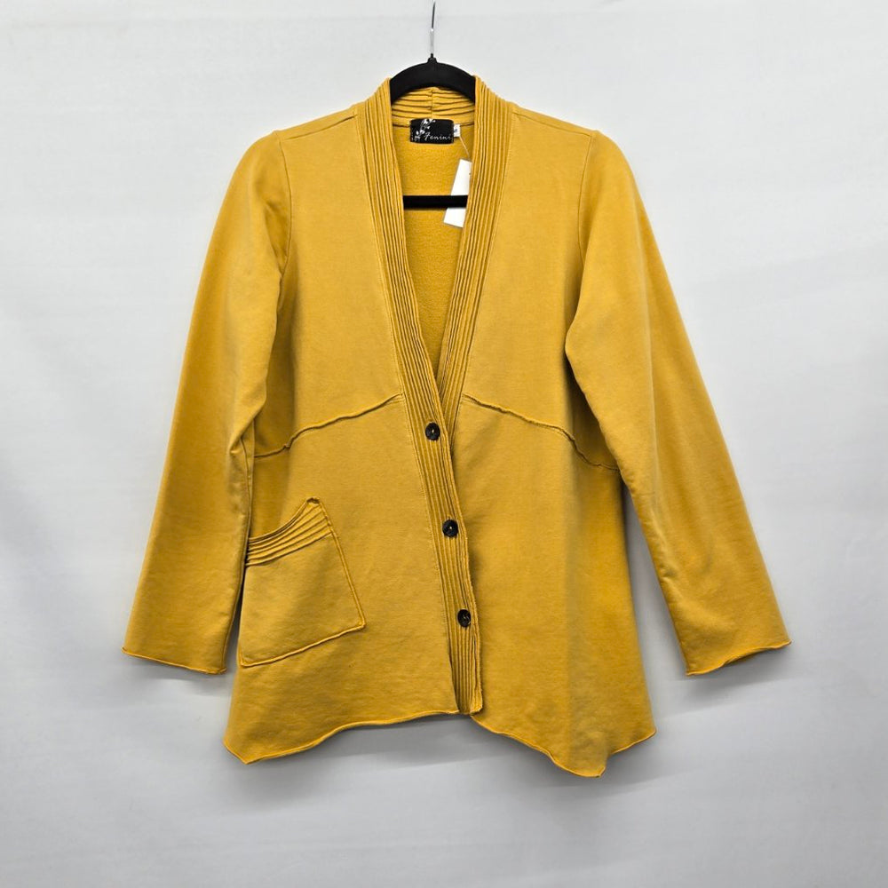 Vintage Fenini Mustard Yellow Cotton Spandex Cardigan Size S