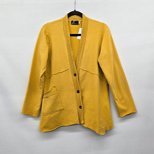 Vintage Fenini Mustard Yellow Cotton Spandex Cardigan Size S