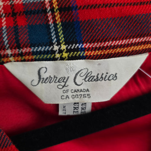 Vintage Surrey Classics Red Tartan Plaid Virgin Wool Vest - Size S