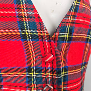 Vintage Surrey Classics Red Tartan Plaid Virgin Wool Vest - Size S