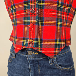 Vintage Surrey Classics Red Tartan Plaid Virgin Wool Vest - Size S