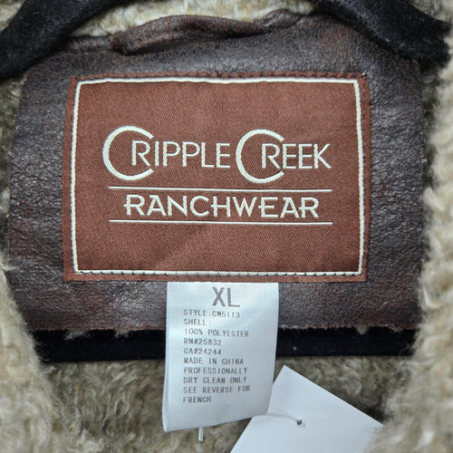 Vintage Cripple Creek Ranchwear Brown Shearling Vest Size XL