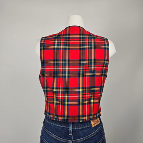 Vintage Surrey Classics Red Tartan Plaid Virgin Wool Vest - Size S