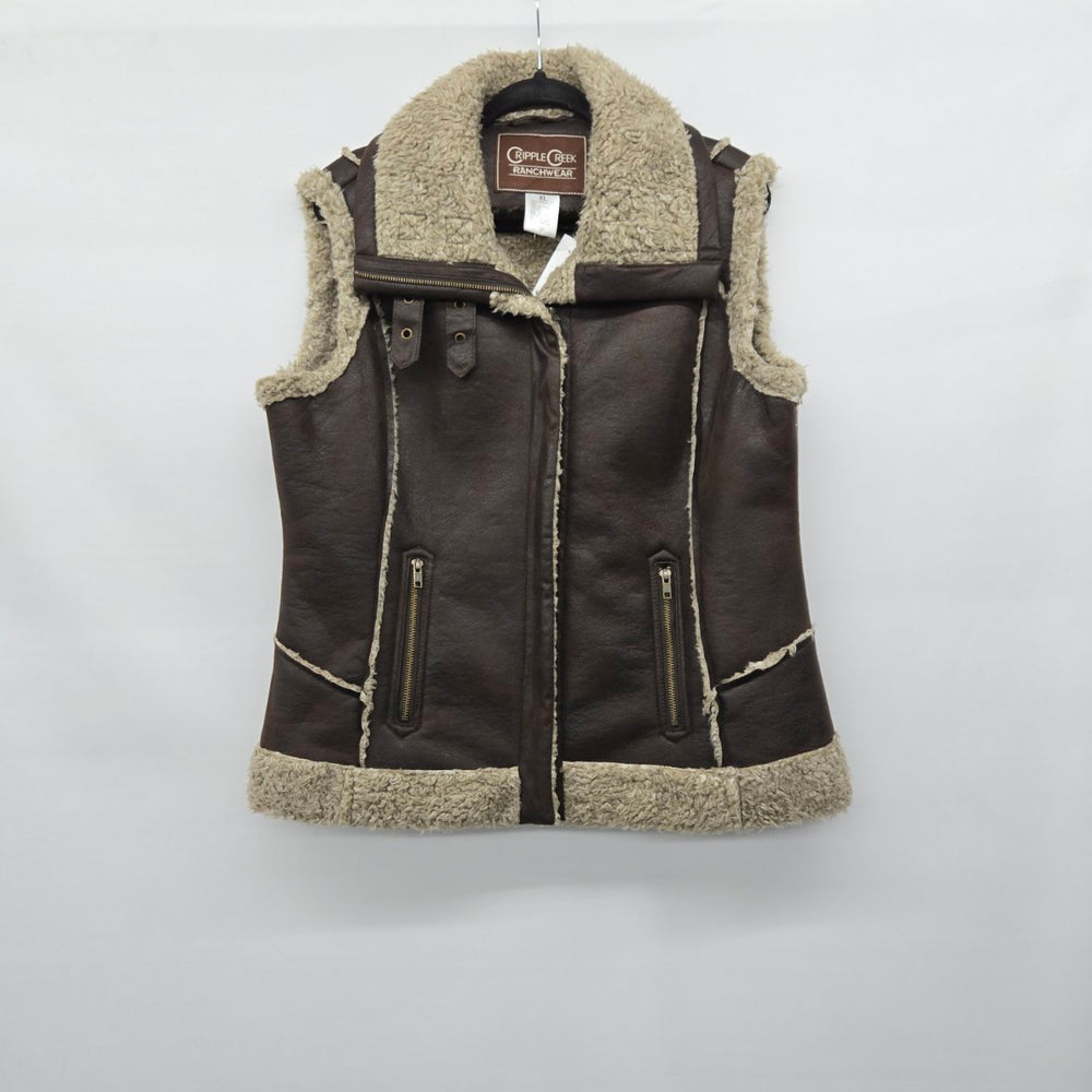 Vintage Cripple Creek Ranchwear Brown Shearling Vest Size XL