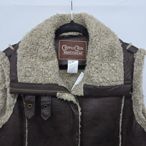 Vintage Cripple Creek Ranchwear Brown Shearling Vest Size XL