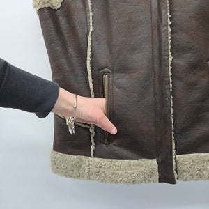 Vintage Cripple Creek Ranchwear Brown Shearling Vest Size XL