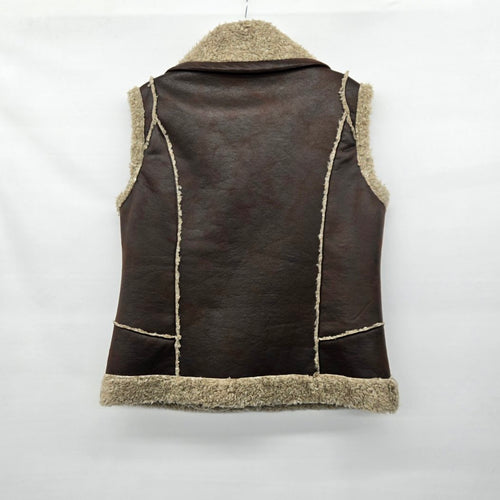 Vintage Cripple Creek Ranchwear Brown Shearling Vest Size XL