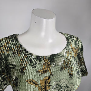 Vintage SNAP Sage Green Floral Short Sleeve Top - Size M