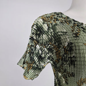 Vintage SNAP Sage Green Floral Short Sleeve Top - Size M