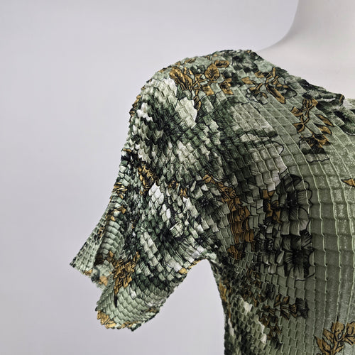 Vintage SNAP Sage Green Floral Short Sleeve Top - Size M