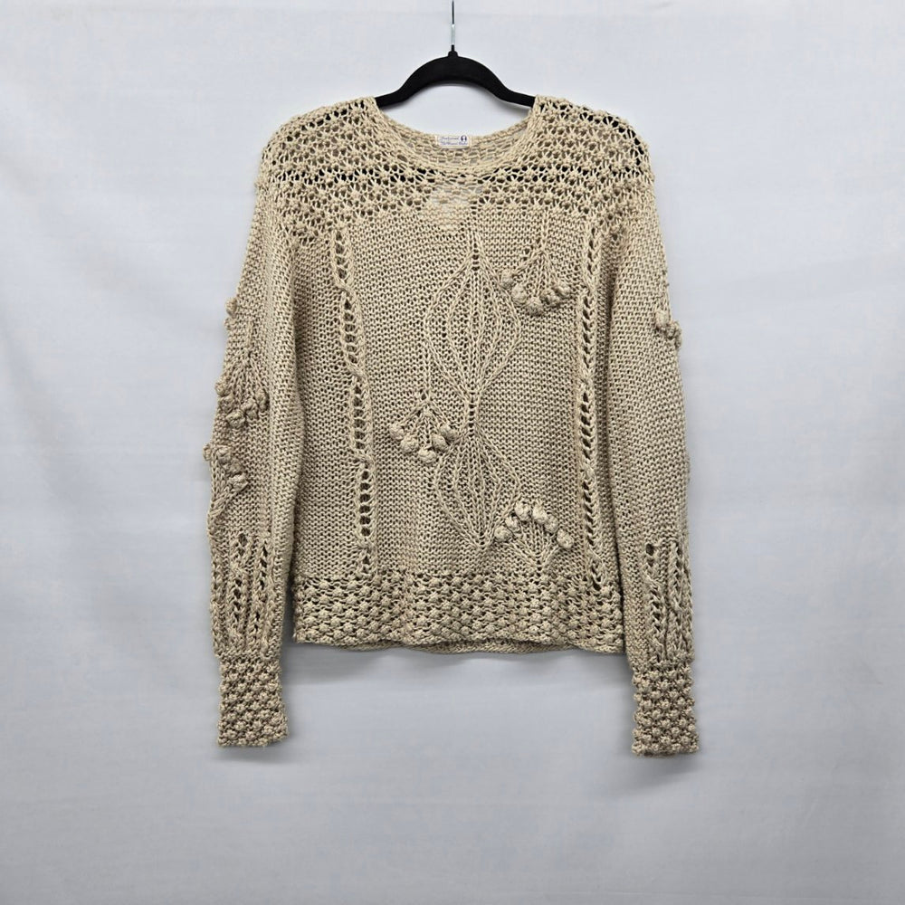 Vintage The Weavers’ Basket Beige Crochet Knit Sweater - Size S/M