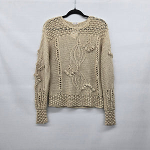 Vintage The Weavers’ Basket Beige Crochet Knit Sweater - Size S/M