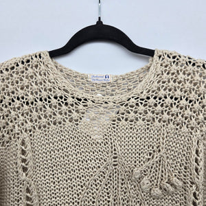 Vintage The Weavers’ Basket Beige Crochet Knit Sweater - Size S/M