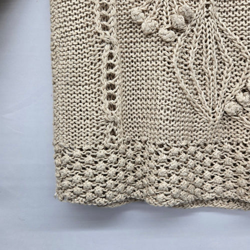 Vintage The Weavers’ Basket Beige Crochet Knit Sweater - Size S/M