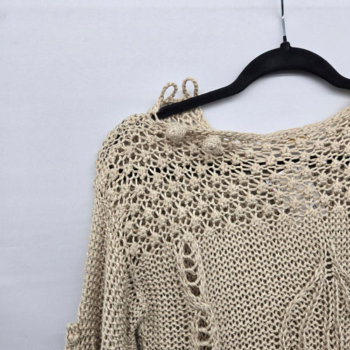 Vintage The Weavers’ Basket Beige Crochet Knit Sweater - Size S/M