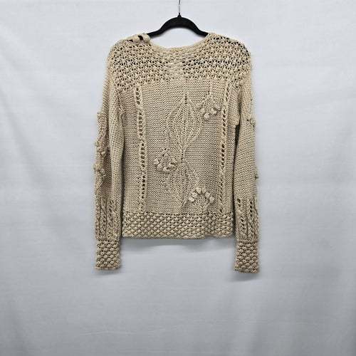 Vintage The Weavers’ Basket Beige Crochet Knit Sweater - Size S/M