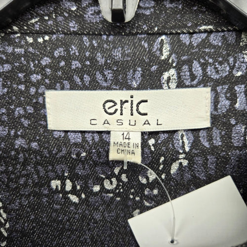 Eric Casual Blue & Black Snakeskin Print Moto Jacket Size 14