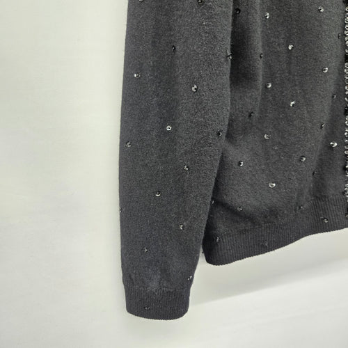Vintage Jupiter Black Lambswool Sweater Cardigan Jacket Size XL