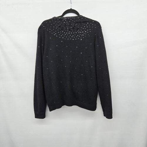 Vintage Jupiter Black Lambswool Sweater Cardigan Jacket Size XL
