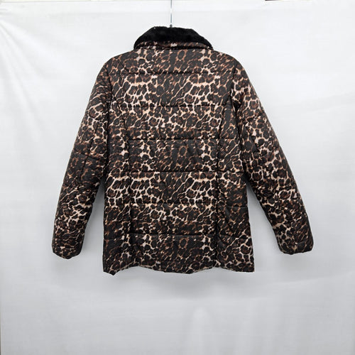 Vero Moda Leopard Print Puffer Jacket Size L