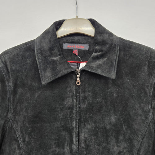 Anne Klein Black Suede Zip Up Jacket Size L