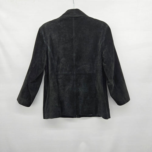 Anne Klein Black Suede Zip Up Jacket Size L
