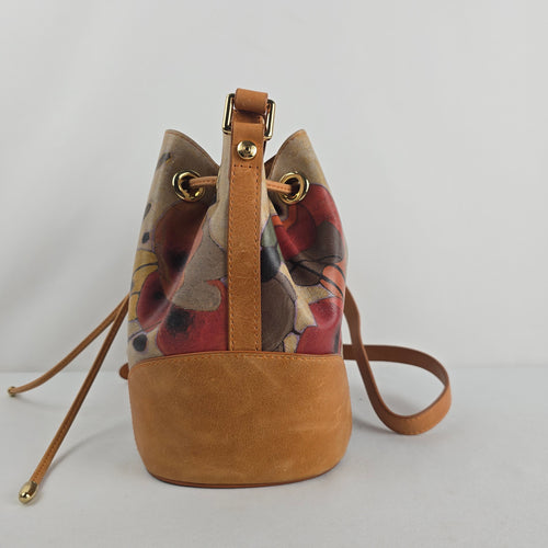 Icon Genuine Leather Floral Bucket Shoulder Crossbody Bag