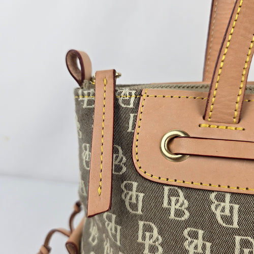 Vintage Dooney & Bourke Signature DB Monogram Shoulder Bag Leather Tassel Y2K