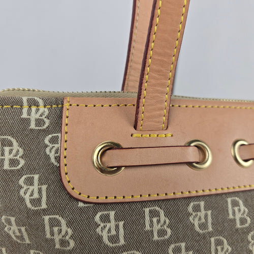 Vintage Dooney & Bourke Signature DB Monogram Shoulder Bag Leather Tassel Y2K