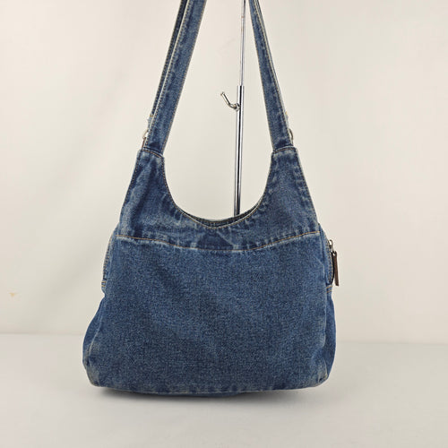 Vintage Blue Denim Multi-Pocket Hobo Shoulder Bag