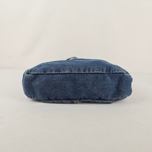 Vintage Blue Denim Multi-Pocket Hobo Shoulder Bag