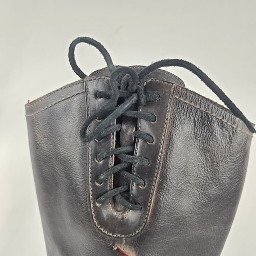 BED|STU Manchester Black Leather Knee-High Riding Boots Lace-Up Back Sz 7.5