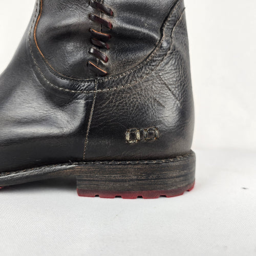BED|STU Manchester Black Leather Knee-High Riding Boots Lace-Up Back Sz 7.5
