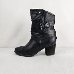 Josef Seibel Black Leather Ankle Boots Size 7.5