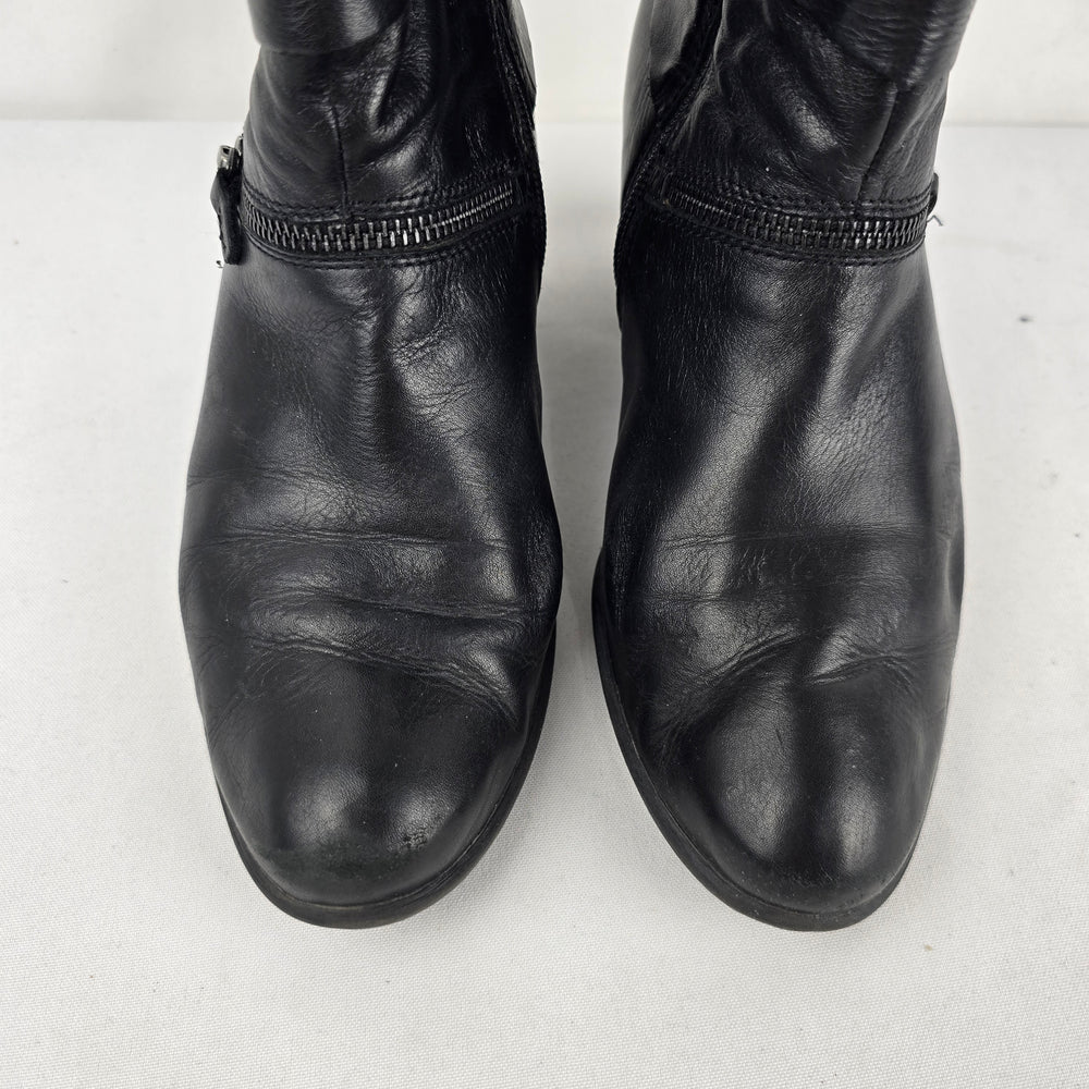 Josef Seibel Black Leather Ankle Boots Size 7.5