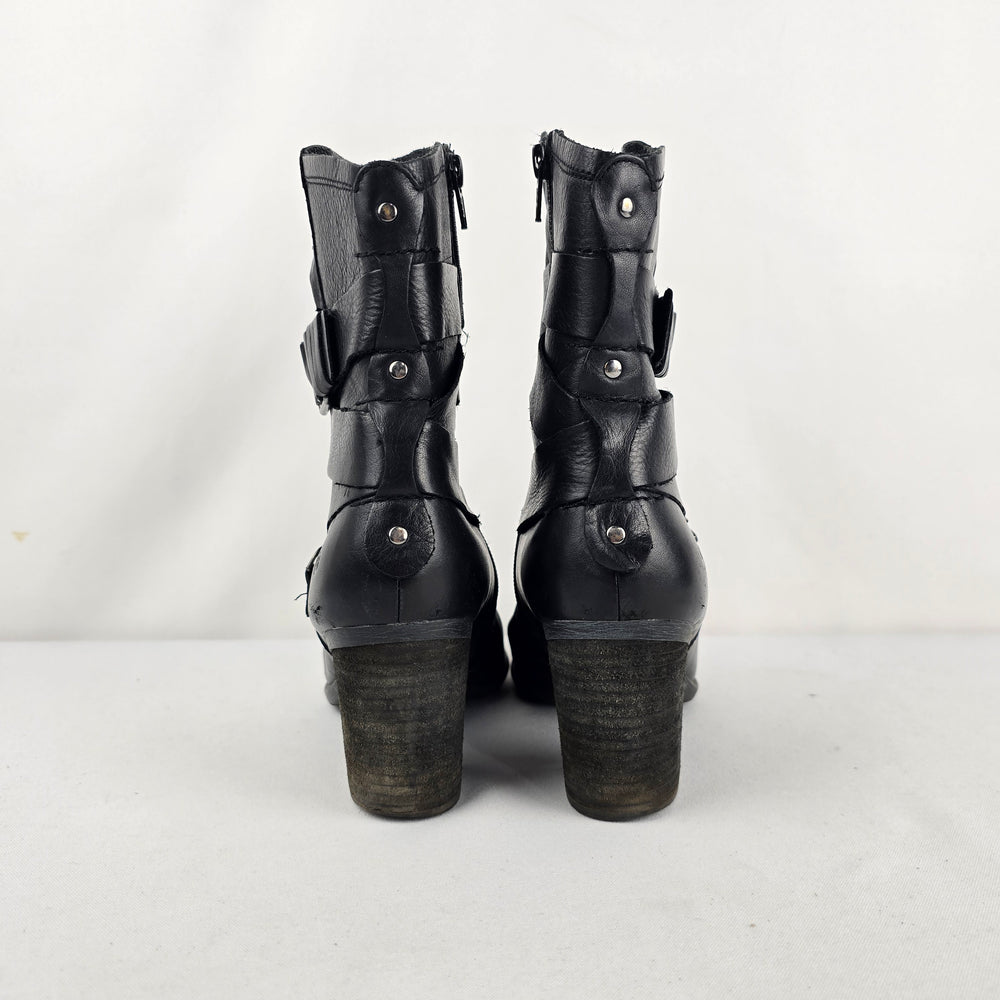 Josef Seibel Black Leather Ankle Boots Size 7.5