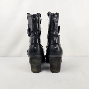 Josef Seibel Black Leather Ankle Boots Size 7.5
